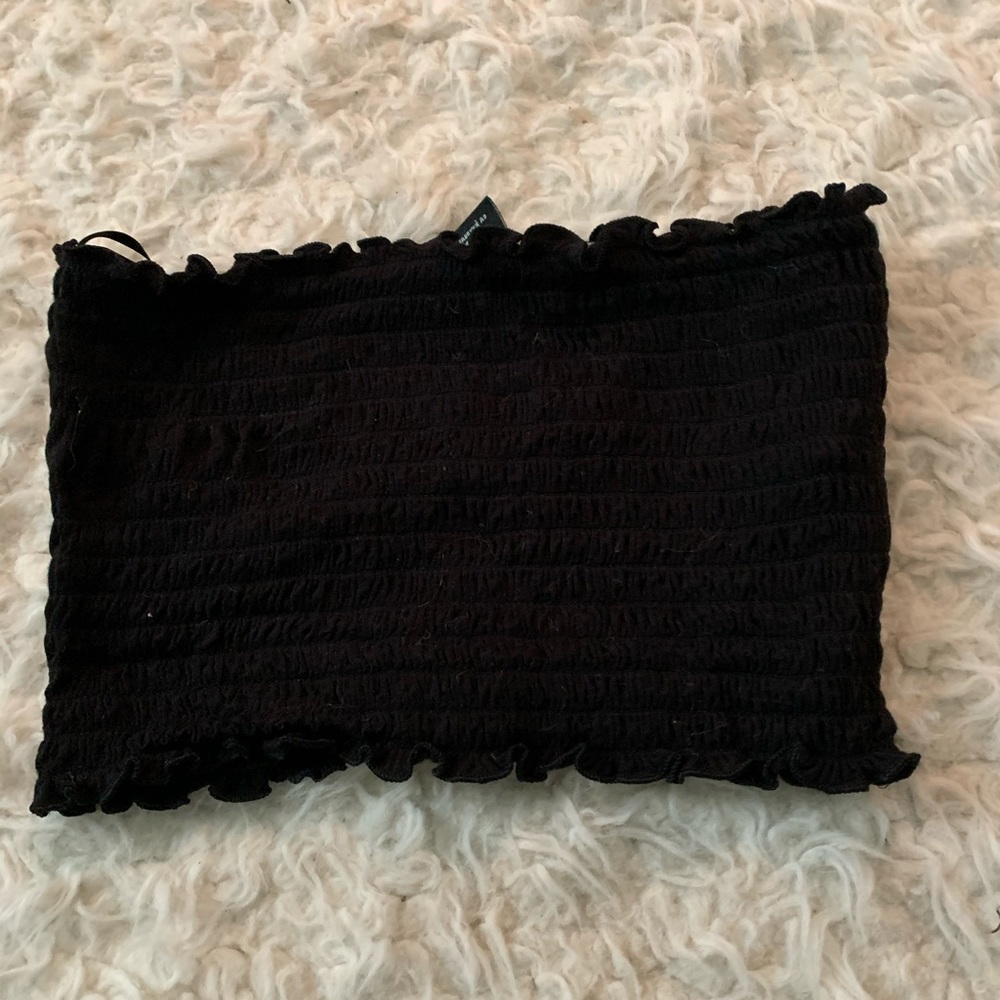 black cinched tube top